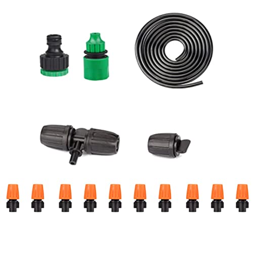 Zynphancer 庭の自動散水キット クイックコネクター 点滴灌漑 ブラック パティオ 芝生用 (10M 10ノズル)