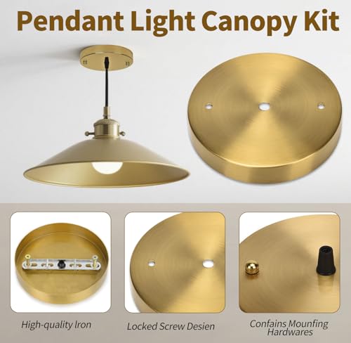 Image of Sangle Sopffy Pendant Light Canopy Kit, 4.7 Inches Ceiling Lighting Canopy Kit with All Mounting Hardware Modern Chandelier Ceiling Plate Cover for Pendant Lighting Fixtures (Brass, 4.7 inch)