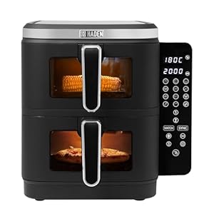 Haden 11L Double Stack Air Fryer with Viewing Window – Dual 5.5L Baskets, 12 Cooking Functions, SYNC & MATCH COOK, LED Display, Space-Saving Design, 200°C Temperature Control