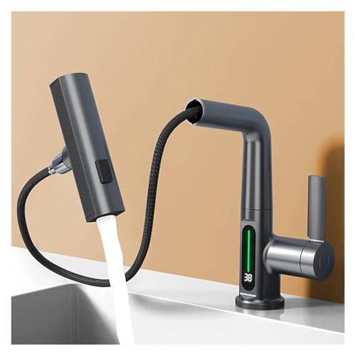 Robinet cascade extractible anti-brûlure à affichage numérique sans pile - 8
