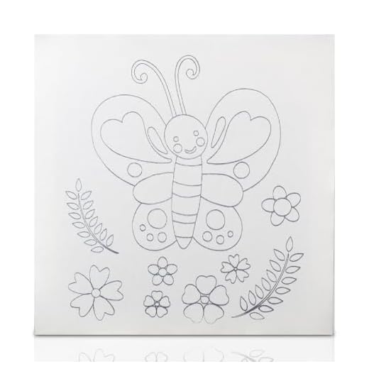 Tela De Pintura Riscada, 30cm X 30cm, Desenho: Borboleta - Souza & Cia (Ref: 8157)