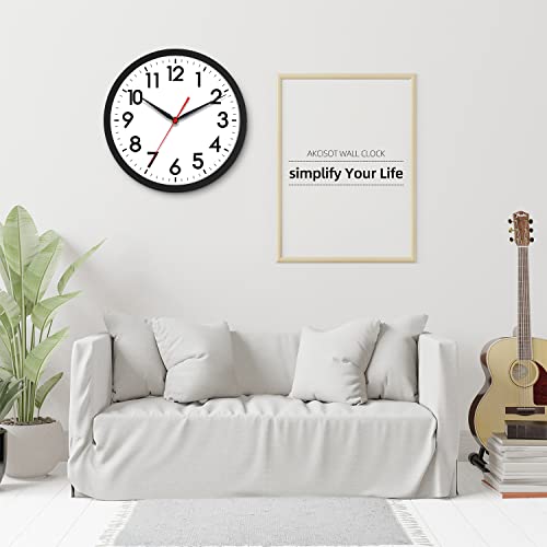 Image of AKCISOT 18 Inch Wall Clock Large Silent Non-Ticking Wall Clocks Battery Operated - Analog Classic Clock Decorative for Living Room, Office, Home, School(Black)