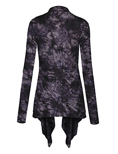 Image of Lock and Love Women's Draped Front Open Asymmetrical Cardigan - Casual Long Sleeve Lightweight Duster