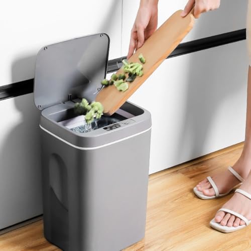 Bote de basura inteligente con sensor gris 13.78x9.06x8.66 in miniatura 3