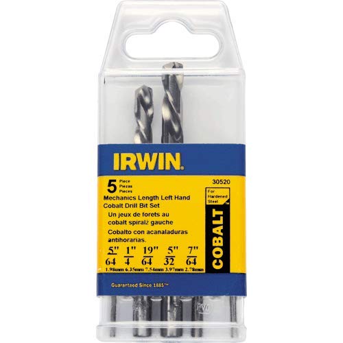 Left-Hand Mechanics Length Cobalt High Speed Steel Drill Bit Set - 5 Pc