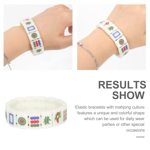 Pulsera creativa Mahjong 2 piezas elástica tamaño 18mm miniatura 2