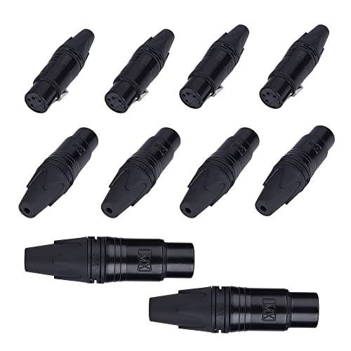 Image of MX 3 Pin XLR connector Microphone Connector pin Pure Copper Nickel Plated Pins1 for High Conductivity microphone cable connector PERENT (4 PIN, Pack of 10, Female Connector)