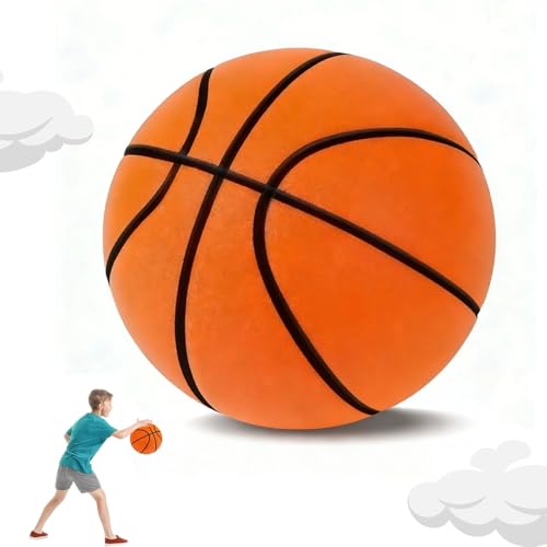 Silent Basketball Größe 7 (24 cm) Lautloser Schaumstoff Basketball für Indoor Training Leiser Airless Foam Basketball zum Dribbeln in der Wohnung High Density Lightweight Trainingsball (Orange)
