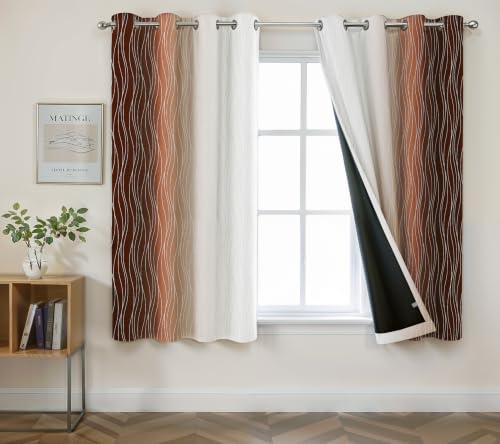 Image of Ultimate Trends Ombre Blackout Curtains for Bedroom Room Darkening Curtains for Living Room,Energy Saving,Thermal Insulated Grommet Window Drapes, Brown and Greyish White, 9 FEET,2 Panels