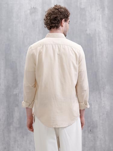 Image of WROGN Men's Cotton Linen Blend Shirt | Solid | Slim Fit