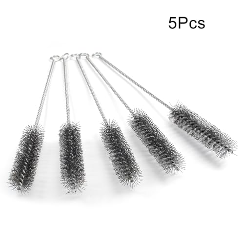 Image of Utoolmart Wire Tube Brushes, 1.0-inch Diameter, 12-inch Long, 5pcs | Stainless Steel Wire,Long-Handle Bristle,Spiral Power Design, Cleaning Tool, For Tubes Pipes Bottles, Auto Parts & Lab Use