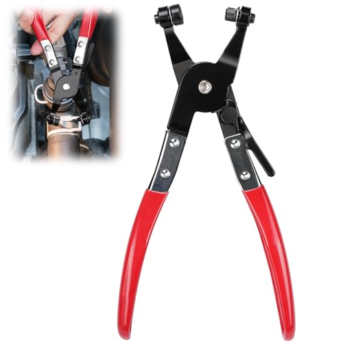 Drado Hose Clamp Pliers for Auto Repairing Heavy Duty Wire Hose Pliers Cross Slotted Jaw Plier Auto Repair Tool Car Water Pipe Ring-Type Removal and Installation Tool (Red)