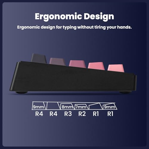 Clavier mécanique ergonomique sans fil violet, cadeau idéal - 7