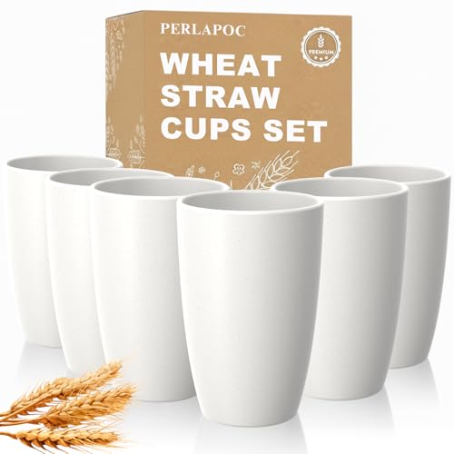 Image of Wheat Straw Unbreakable Cups Set of 6, 20 OZ Plastic Cups Reusable | Alternative to Plastic Cups, Dishwasher & Microwave Safe Tumbler for Kitchen Outdoor Camping