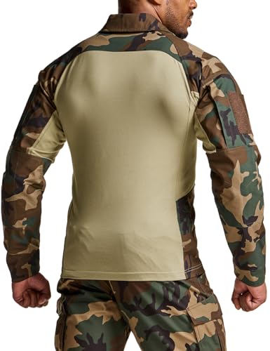 Image of CQR Men's Tactical Combat Shirt, 1 /4 Zip Long Sleeve Breathable Military BDU Training Top for Shooting, Hunting, Range Use