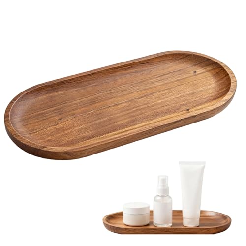 NZVQH Bandeja de Madera para Servir, Bandejas de Ovaladas, para Cocina, Decoración Muebles, Mesa Café, Aperitivos, 19 x 11 x 1.5cm