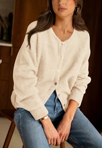 Image of PRETTYGARDEN Long Sleeve Crewneck Button Down Womens Sweaters Fall Open Front Chunky Cardigan Sweaters for Women 2026