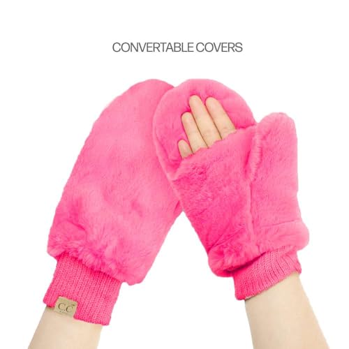 Image of C.C Kids Faux Fur Sherpa Lined Convertible Mittens