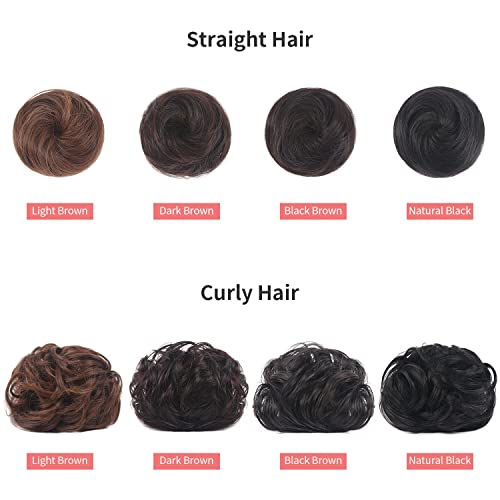 Dsoar 2PCS Mini Claw Fake Buns Straight Hair Bun Extensions Hair Donut Chignon Clip in Hair Scrunchies, Dark Brown, 2.0 count - Image 4