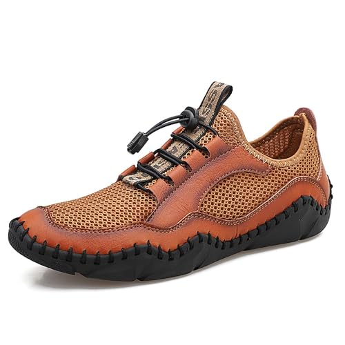 Large Size Men's Sports Sandals Summer Breathable Mesh Outdoor Hiking Fisherman Beach Shoes Anti-Slip for Daily Walking Driving and Working