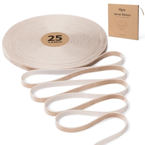 Keypan Taupe Velvet Ribbon 3/8 Inch Handmade Vintage Thin Ribbons for Wrapping Gift Wreath Decoration Ornaments Bow Making Christmas Tree Home Decor 25 Yd