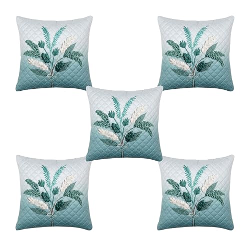 Image of BLUEDOT Home Decorative Floral Printed Cushion Covers Set of 5 (16x16 inches), Multicolor-CC17