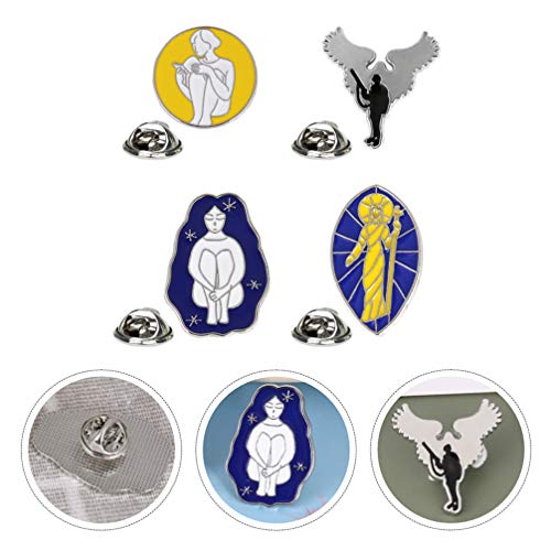 KESYOO Broche de Liga de 4 Peças Broche de Desenho de Deusa Estátua de Deus Peitoral Vintage Anjo Pe