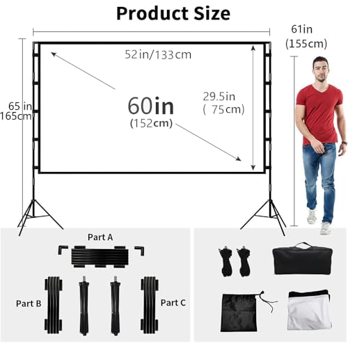 Pantalla para proyector con trípode doble plegable 60 pulg miniatura 2