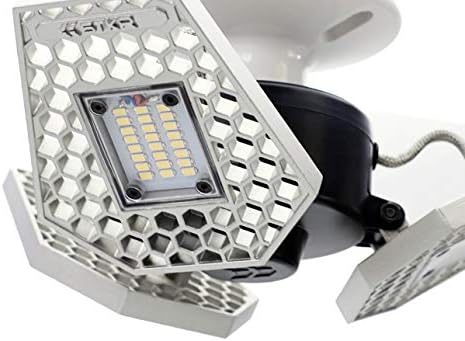 STKR Concepts 00342-2 TRiLIGHT Screw-in Motion Activated Ceiling Light for Garage/Attic/Basement/Closet/Home-Silver, 4000 Lumens, White