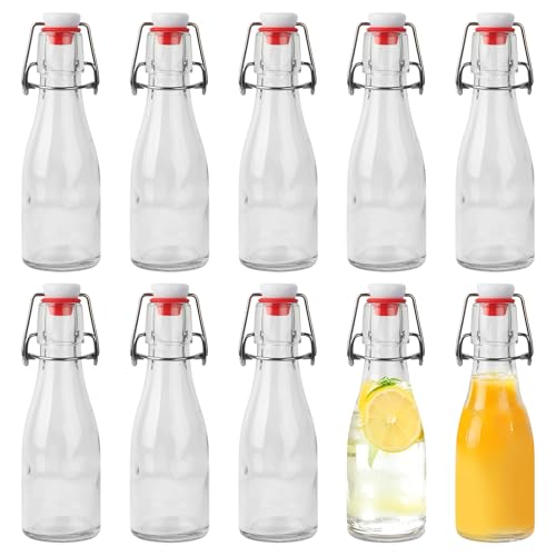 Nuangoo 10 Stück 150ml mit Bügelverschluss, Glasflaschen zum Befüllen,Kleine Flaschen zum Befüllen,Wiederverwendbare Flaschen zum Selbstbefüllen, für Saft, Öl & Essig (150ML)