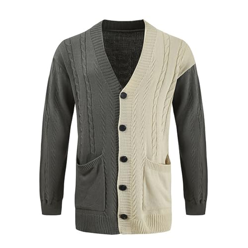 Cardigan hombre invierno chaqueta punto botones hombre cuello solapa manga larga
