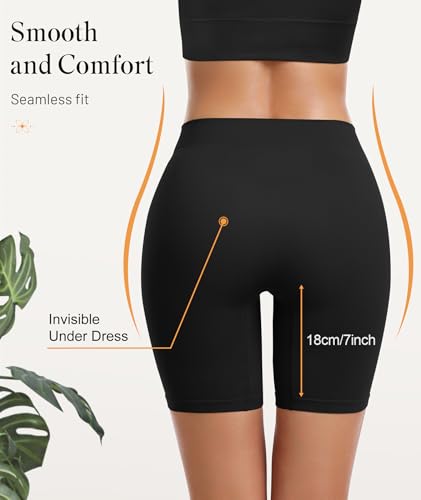 Image of FRESBEIT 3 Pack Slip Shorts for Women Under Dress Comfortable Smooth Boyshorts Panties Biker Shorts