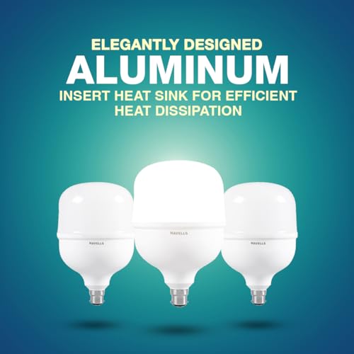 Image of Havells 50W High Wattage Led Bulb | High CRI & High Efficiency | Energy Efficient | Mercury-Free | 4KV Surge Protection | 100 Lumens Per Watt |Cool Day Light (6500K) B22D (Pack Of 2)