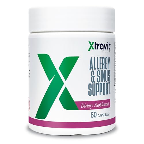 Xtravit Allergy & Sinus Support Supplement – Natural Non Drowsy Relief Supplements for Nasal Congestion, Sinus Pressure, Runny Nose & Seasonal Discomfort - Non-GMO, No Fillers, 60 Capsules