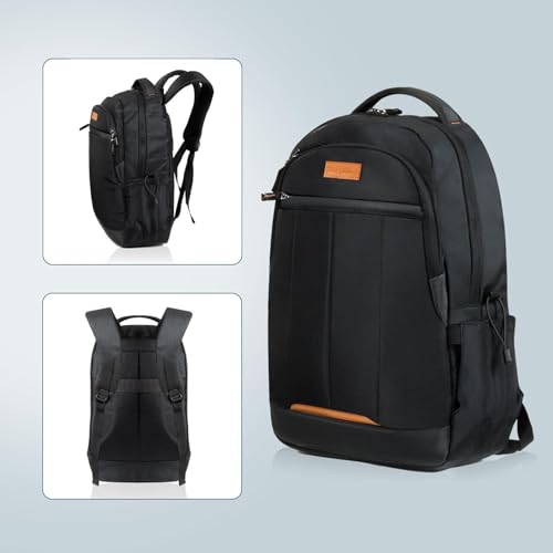Image of hoi polloi Premium Laptop Backpack for Men & Women, 15.6 inch Office Laptop Bag with Separate iPad Pocket upto 11 inch, 27.6L Capacity, Water Resistant Polyester with Free Laptop Sleeve (Black, HPXL0002 SL1)