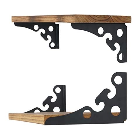 Ouvin Decorative Wall Brackets 4 Pack Floating Shelf Brackets 6inch Retro Black Multifunctional Corner Brace Shelf Support with Screws (6inch) Black Cover