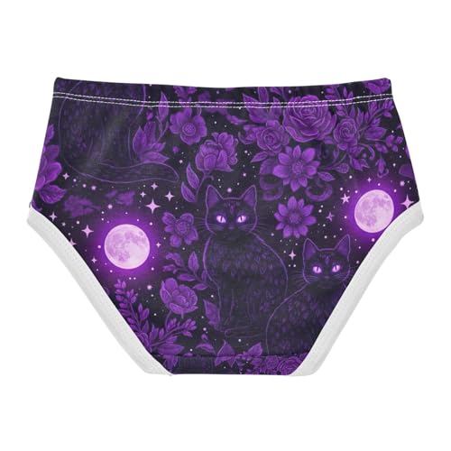Toddler Panties, Black Cats Purple Eyes Cotton Underwear for Girls, 2T–8 Years2
