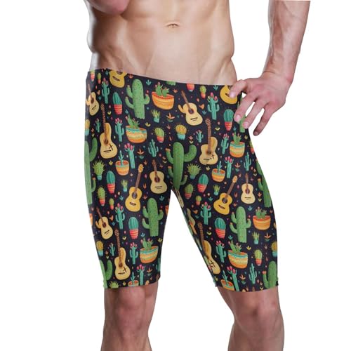 UMIRIKO Cactus Cute Guitar Swim Jammers for Men Athletic Durable S B0402401