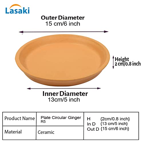 Image of Lasaki Round Ceramic Trays (Plates Saucers) for Pots, planters, Flower, Succulent(Set of 2,Ginger,5 inch) R5(Plants not Included)