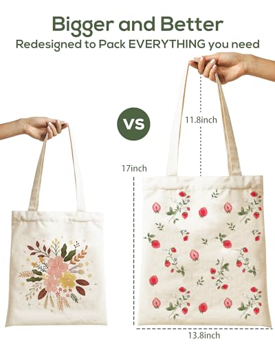 Tote-Bag-for-Women-Large-Two-Sided-Printing-Tote-Bags-with-Zipper-Cute-Aesthetic-Floral-Canvas-Tote-with-Pocket