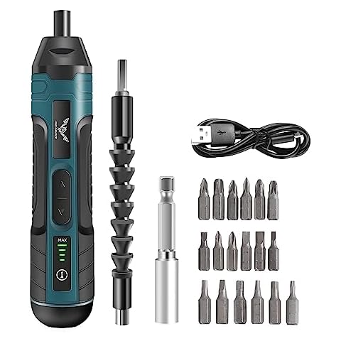 Electric Cordless Screwdriver, 3.6V Screwdriver With 21pcs Accessories, Rechargeable 5N.m Max Adjustable Torque Cordless Screwdriver for Small Home Projects Cover