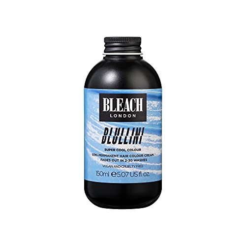 BLEACH LONDON Blullni Super Cool Color - Semi-Permanent Hair Color, Bright Pastel Blue, Vegan, Cruelty Free, Vibrant Temporary Hair Color Cream 5.07 fl oz