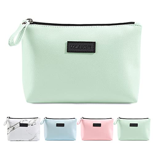 Makeup Bag for Purse Small Makeup Bag with Zipper Pu Leather Makeup Pouch Cosmetic Bags for Women Travel Makeup Bag (Green)