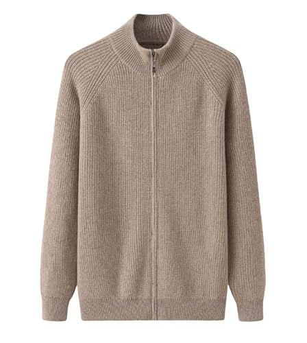 Men Sweater Cashmere Warm Cardigan Thick Turtleneck Zipper Casual Knitted Pullover