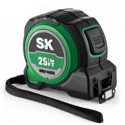 SK 25FT Tape Measure with Magnetic Hook and Self-Locking Mechanism