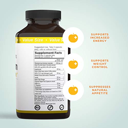 Life Seasons - Metabolism - Weight Control Support And Energy Booster Supplement - Natural Appetite Suppressant - Chromium, Apple Cider Vinegar And Cocoa Bean Extract - 140 Capsules #TOP1