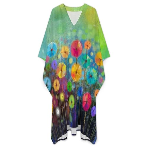 Seasonal Spring Summer Flowers Pattern Men's V-neck Robe Middle East Arabian Robe Butterfly Sleeves Kaftan3