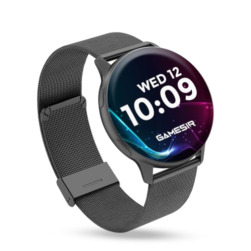 Image of GameSir Active 5 Smart Watch AMOLED Display 1.3 inch Screen, 360 * 360 Resolution, IP68 Waterproof with Multiple Watch Faces Bluetooth Calling Round Dial Smartwatch for Men & Women (Millanese Black