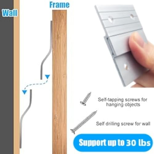 Image of Z Clips French Cleat Picture Hanger Aluminum French Cleat Hanger Heavy Duty Picture Hangers Wall Mounting Mirror Hanging Hardware Z Clip Mirror Hanger for Artwork, Wall Painting (2 inch-2Pairs)
