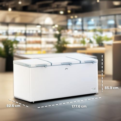 Image of Godrej DH ESNCH 630D 3HCGP RW with 5 Years Comprehensive Warranty, Pentacool+ Cooling, D-Cool technology, Cools even at 50 C, Triple Door Convertible Deep Freezer (594L 4 Star, White)